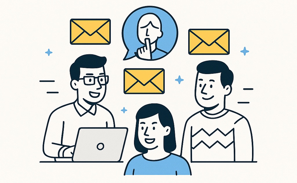 People playing anonymous secret message icebreaker game during a virtual team event